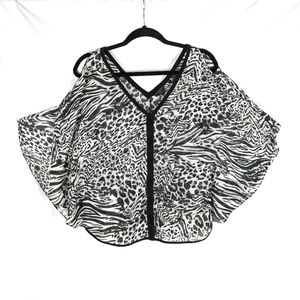 Guess Black & White Sheer Top sz XS